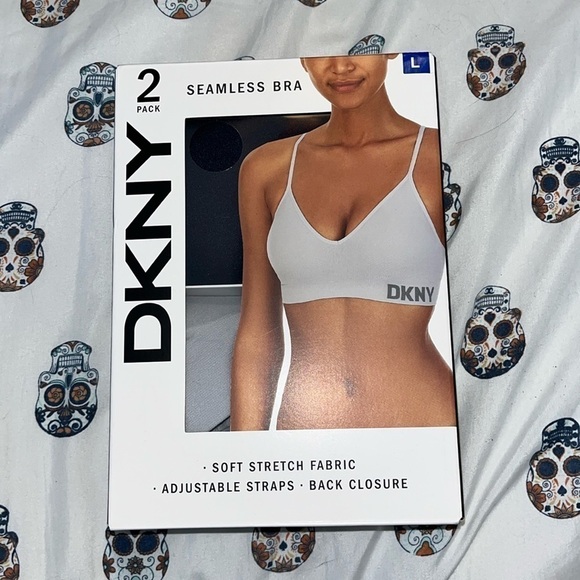 DKNY 2 Pack Seamless Bra size Large.  Black and Grey seamless Bra - Picture 1 of 3